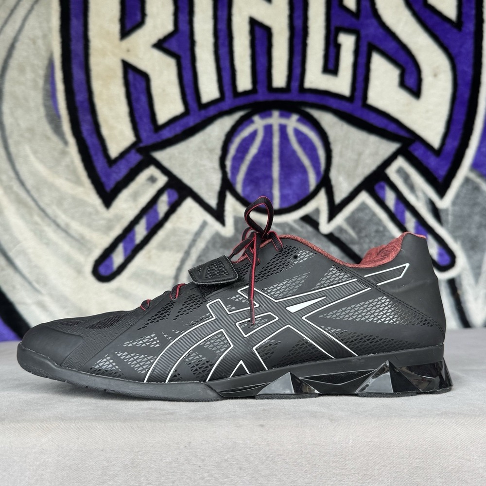 Size 13 - ASICS S609Y Shoes Mens‎ Black Red Cross Training Sneakers Lace Up Gym